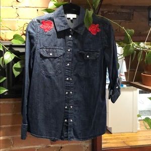 Embroidered denim shirt
